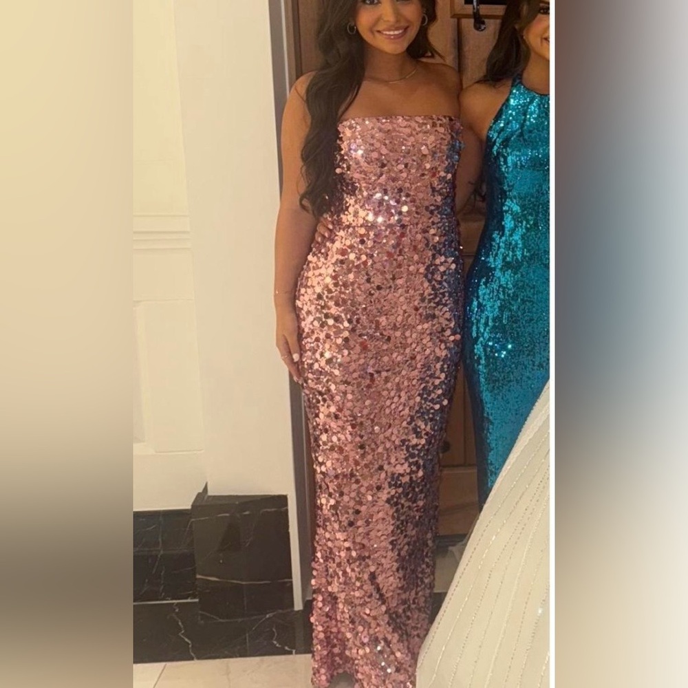Rose Gold Sequin Bodycon Dress - Women's Evening Dress